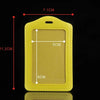 A yellow PU leather retractable ID card holder with a rectangular badge case shown against a black background.