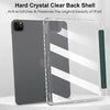 A clear hard crystal back shell case for an iPad, featuring a striped design and a green accent.