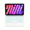 Estuche de teclado mágico iluminado en rosa y morado para iPad Mini.