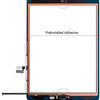 Diagramm zur Installation eines Kameraholders, vorgefertigtem Klebstoff und einer Home-Taste auf einem iPad-Touchscreen