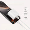 Chargeur multi-ports blanc 3-en-1, fournit 3W, 18W USB-A et 20W Type-C pour iPhone.
