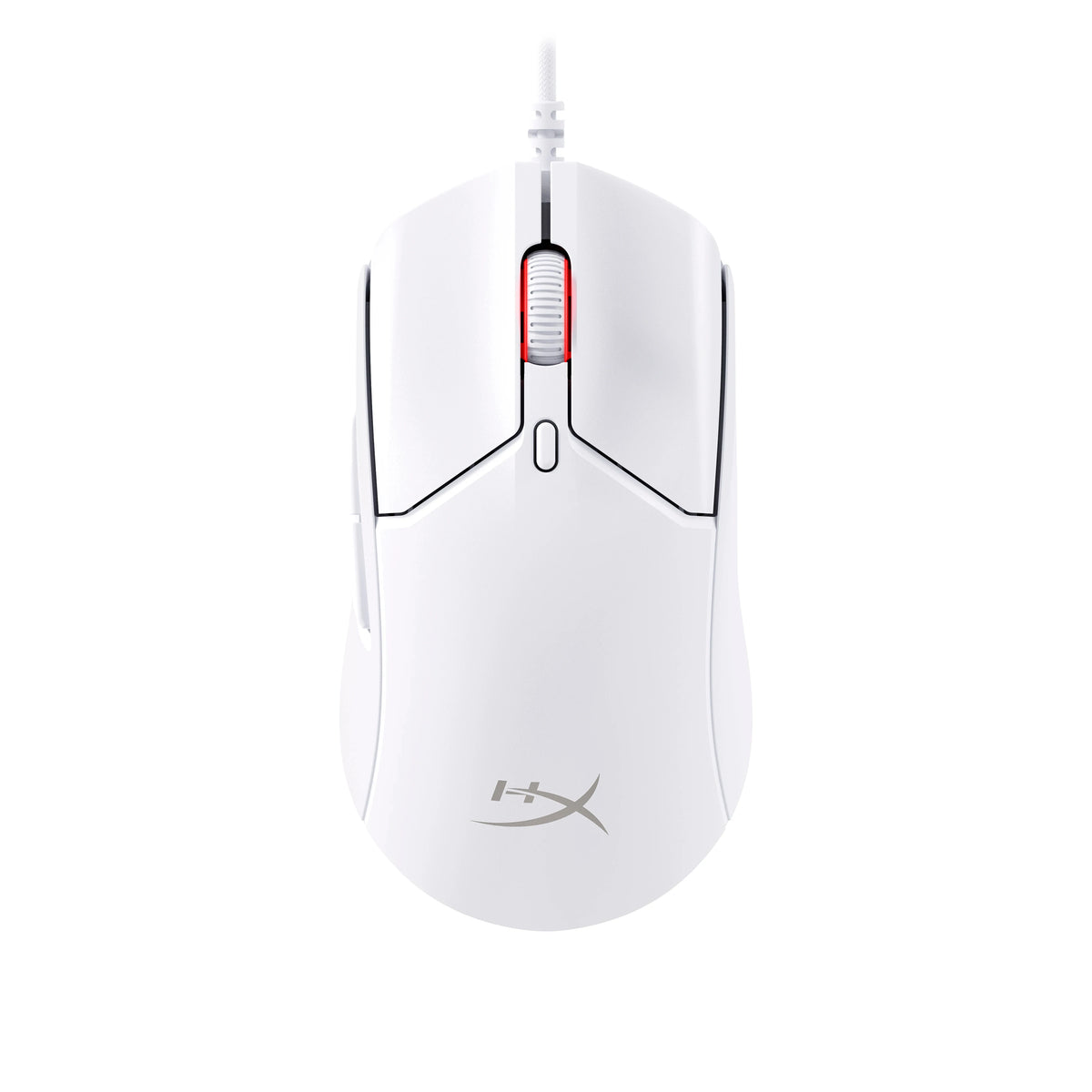 Weiße HyperX Pulsefire Haste 2 Gaming-Maus aus der oberen Ansicht