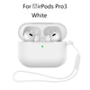 White AirPods Pro 3 case with silicone protective cover and charging cable