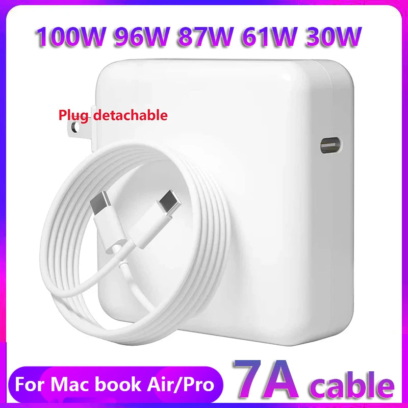 White plug detachable power adapter with a coiled cable for Mac book Air/Pro laptops