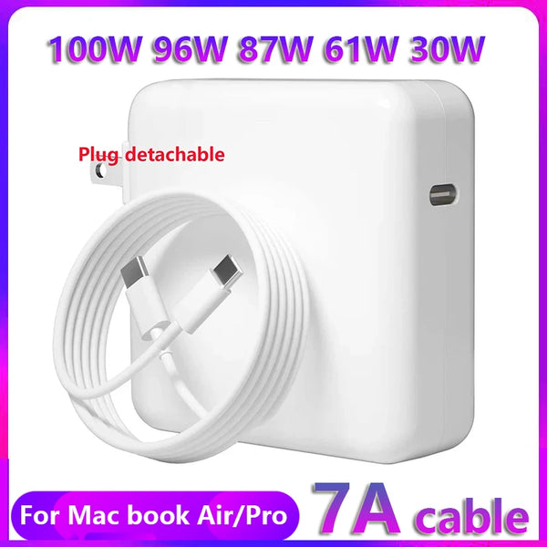 Adaptateur secteur blanc détachable avec câble enroulé pour ordinateurs MacBook Air/Pro