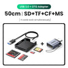 Adaptador OTG USB 3.0 con cable de 50cm y cuatro tarjetas SD, TF, CF y MS.
