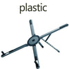 A silver plastic adjustable magnetic tablet and laptop stand with multiple arms.