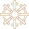 A circular arrangement of gold and rose gold decorative paper clips.