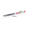 A clear plastic color changing fidget pen with a green tip and red cap, shown horizontally.