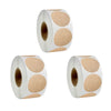 Rolls of kraft paper self-adhesive round labels for organization in white and brown.