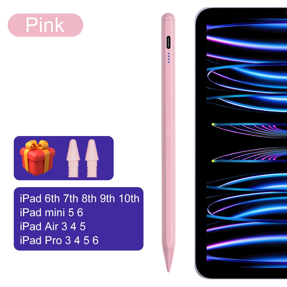 Pink precision capacitive stylus pen for various iPad models including 6th through 10th generation and mini 5 to Pro 6