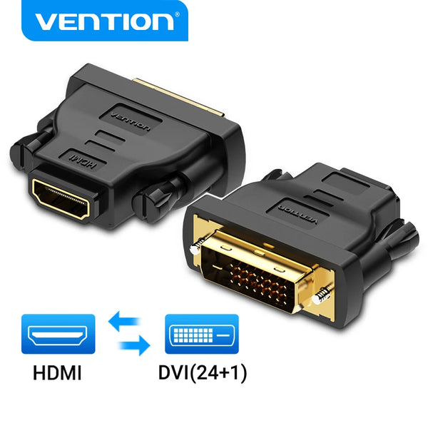 محول ثنائي الاتجاه من DVI إلى HDMI مع موصل أنثى لـ DVI وموصل ذكر لـ HDMI.