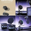 A multi form change magnetic wireless phone mount capable of 360 degree angle adjustment for car or desk use.