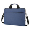 A navy blue ultra-thin laptop sleeve bag with black carrying straps.