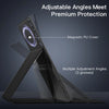 A portable laptop monitor with an adjustable magnetic PU cover and multiple adjustment angles.