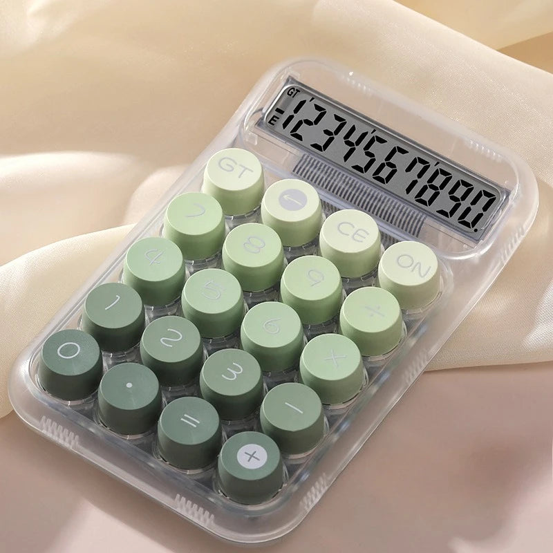 A clear plastic case containing a dopamine gradient calculator with multiple small green buttons and a digital display.