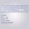 A close-up view of translucent ice crystal mechanical keycaps for Cherry MX switches.