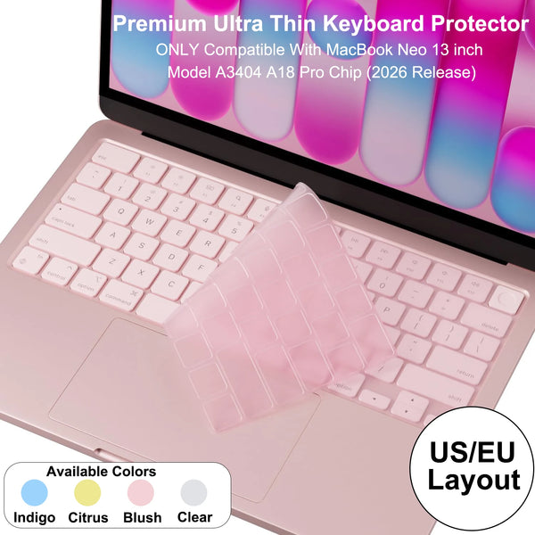 Pink silicone keyboard protector for MacBook Neo 13 inch with various color options