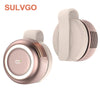 A beige portable clip-on fan with a rose gold finish and mesh grille.