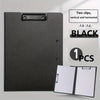 Carpeta de archivo negra A3/A4 con dos clips para archivado vertical y horizontal.