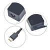A dark gray universal 65W USB-C AC adapter for laptops shown in three views.