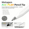 Close-up view of a white Metapen AIR-FLEX pencil tip pen for smooth writing strokes.