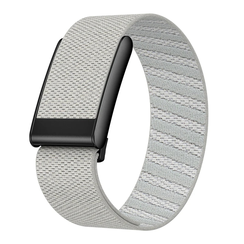 A gray nylon braided strap for a fitness tracker watch band.