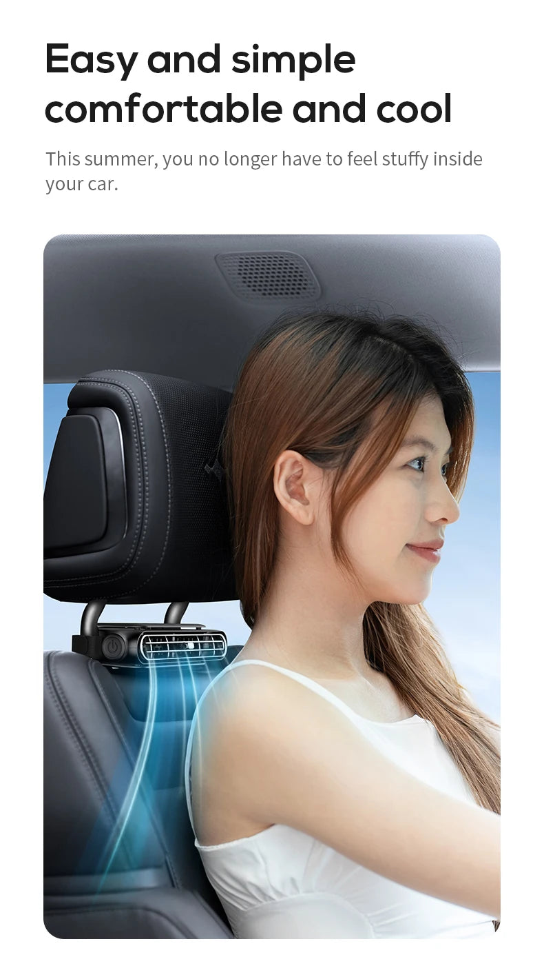 A woman is shown in a car seat with blue light emanating from a device installed near her head.