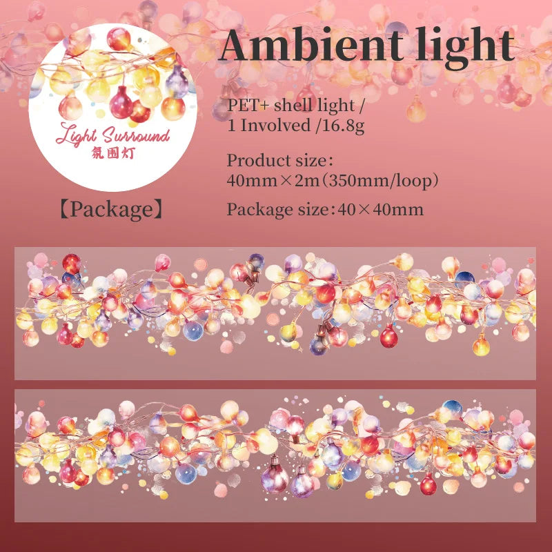 A display of colorful ambient light strands made from PET shell material used for decorative lighting.