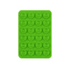 A green silicone suction cup tray with 24 circular cups for mounting phones and tablets.