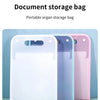 A set of clear and colored portable accordion document storage bags for organizing papers and documents.