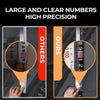 Close-up comparison of large and clear numbers on a steel tape measure for high precision measurement.