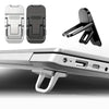 A silver keyboard riser stand with a black adjustable clamp is shown alongside its disassembled parts.