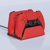A red Dual PS5 controller charging station with a docking area and charging contacts.