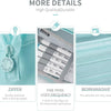 A light blue canvas pencil case featuring a zipper and five slots for pens.