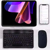 A multi-device Bluetooth keyboard and mouse combo featuring a colorful, abstract design on the display.