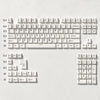 A layout of dark blue PBT keycaps with cherry profile for mechanical keyboards, showing various rows and functions.