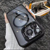 A black magnetic shockproof phone case for an iPhone is shown being held, with a similar case visible in the background.