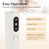 A white electric diamond painting pen with a battery level display and switch/level adjustment button.