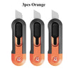 Three orange deli mini pocket knives shown side by side.