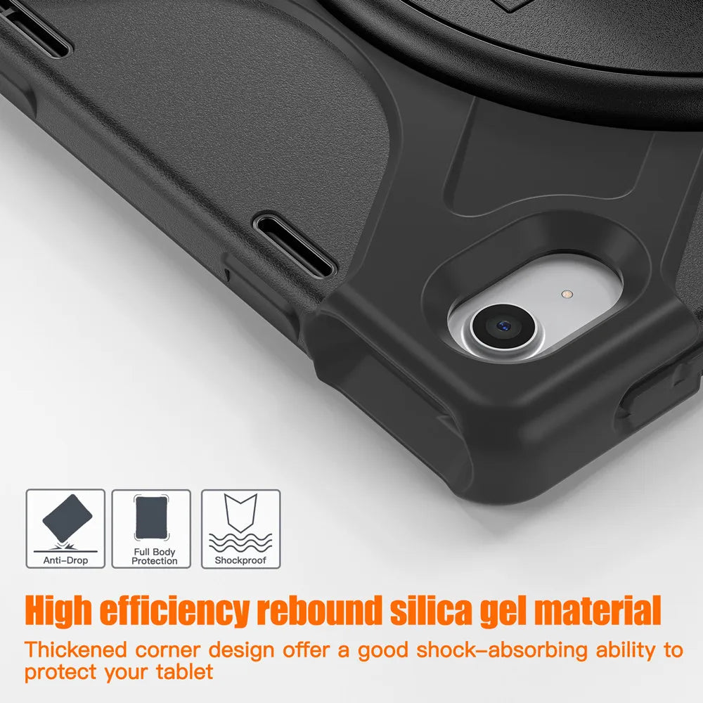 Black silicone case with a camera lens visible, designed for shock absorption and protection.