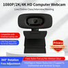 Black 1080P/2K/4K HD computer webcam with a privacy cover and adjustable mount.