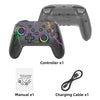 A black programmable controller for Nintendo Switch shown with its manual and charging cable.