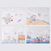 A set of four cute cartoon transparent document pouches featuring childhood themes and illustrations.