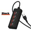 Black 8-in-1 USB wall outlet adapter with multiple ports for fast charging devices.