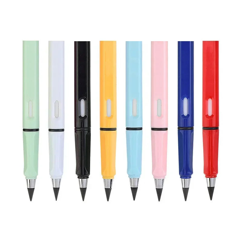 Un set de dix crayons à papier colorés dans diverses nuances, dont vert, blanc, noir, jaune, rose et bleu.