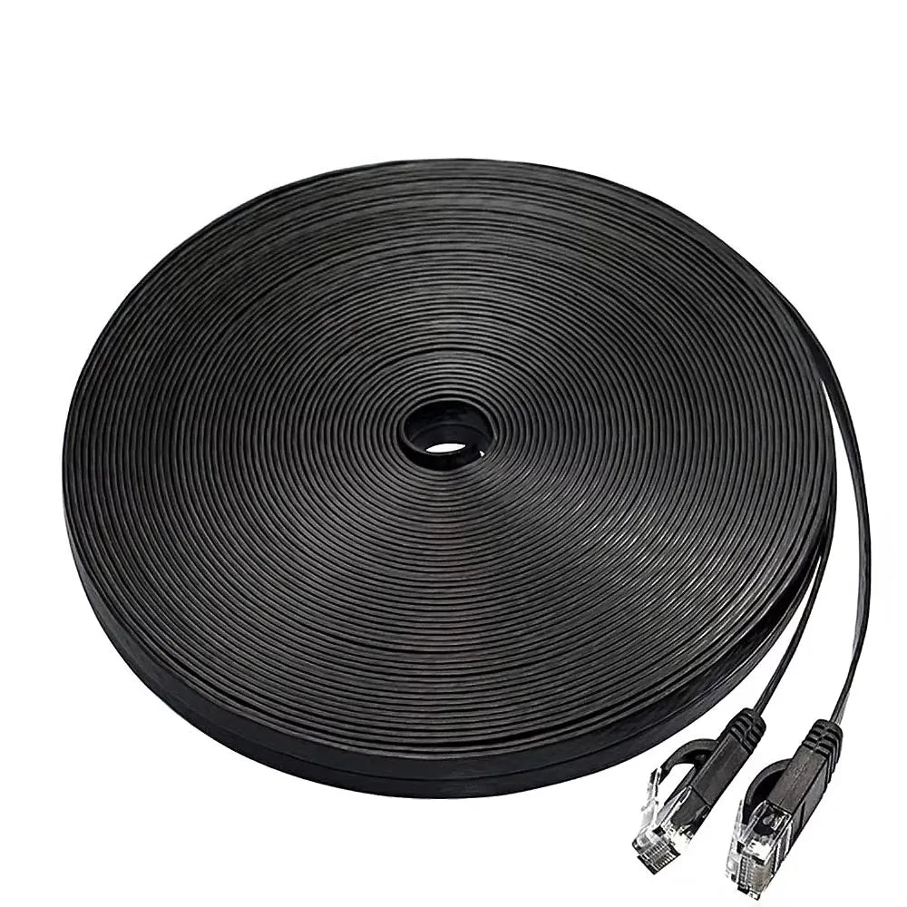 بكرة سوداء من كابل إيثرنت (Cat6) عالي السرعة مع موصلات ملحقة
