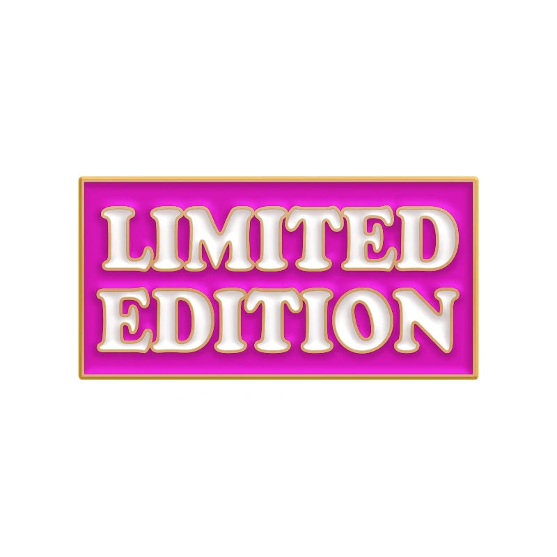 A pink and gold rectangular label with the text LIMITED EDITION in white lettering.
