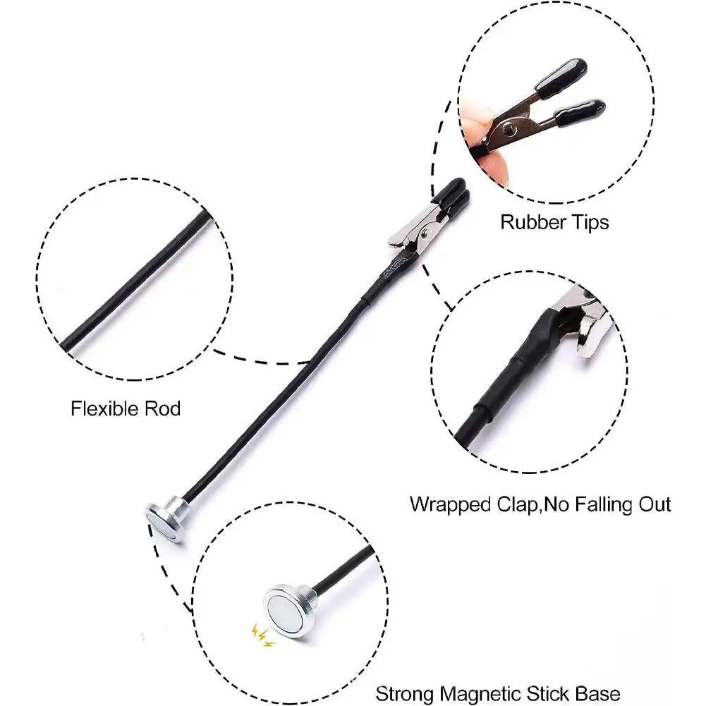 A set of magnetic painting tools including a flexible rod, rubber tips, and a strong magnetic stick base.