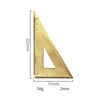 A brass triangle drafting ruler with a 122mm scale and a 71mm base, shown against a white background.